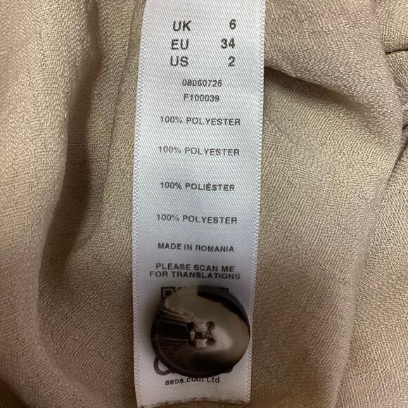 Asos Women's Beige Double Breasted Short Sleeve Calf Length Blazer Dress Size 2 - Picture 5 of 5